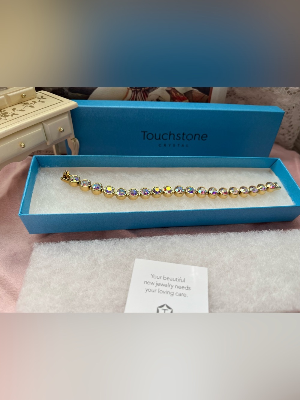 Touchstone Crystal Golden Aurora Borealis Crystal Ice Bracelet - Picture 9 of 12